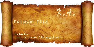 Kolcsár Aliz névjegykártya