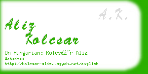 aliz kolcsar business card